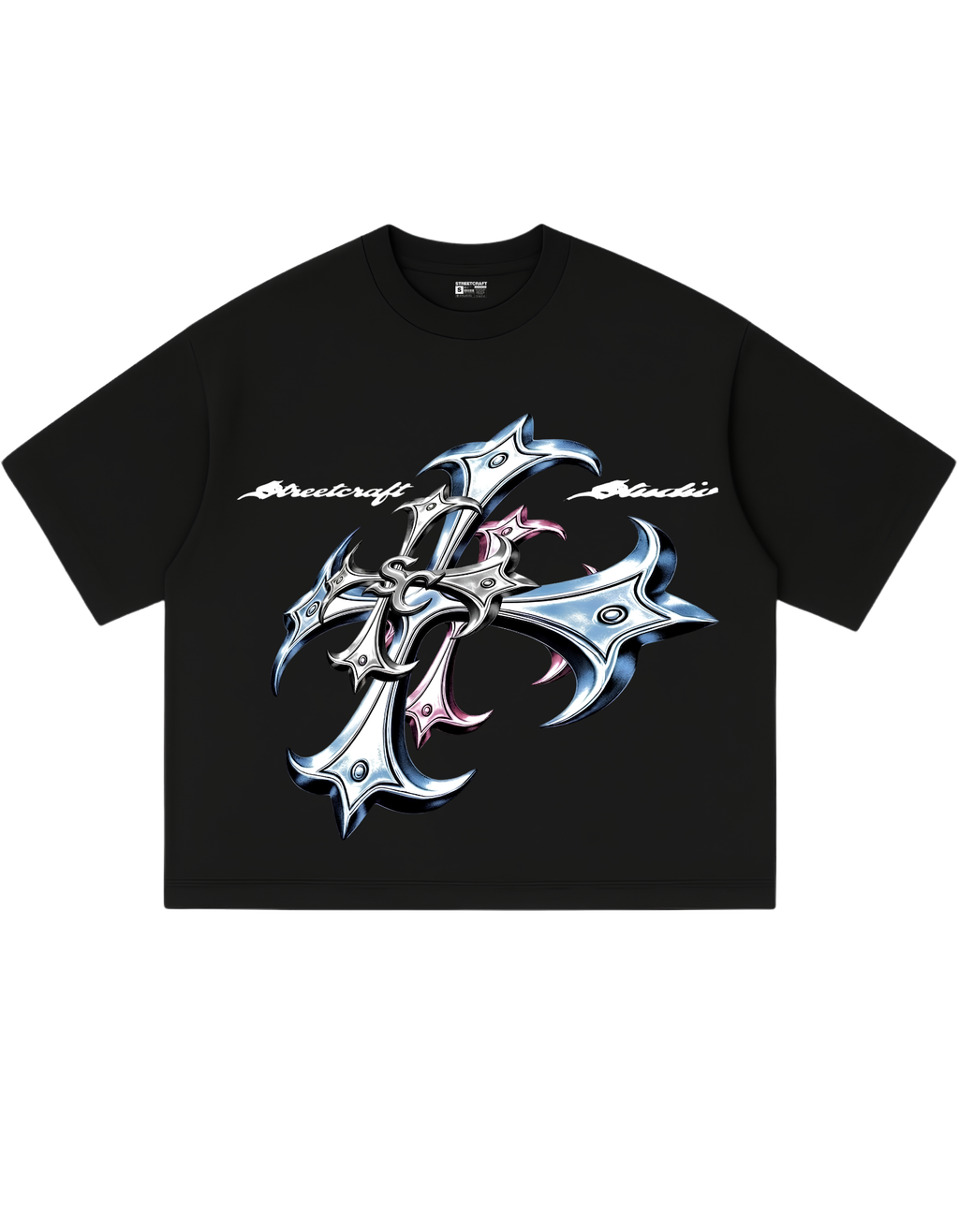 STREETCRAFT STUDIO CHROME CROSS BOXY TEE