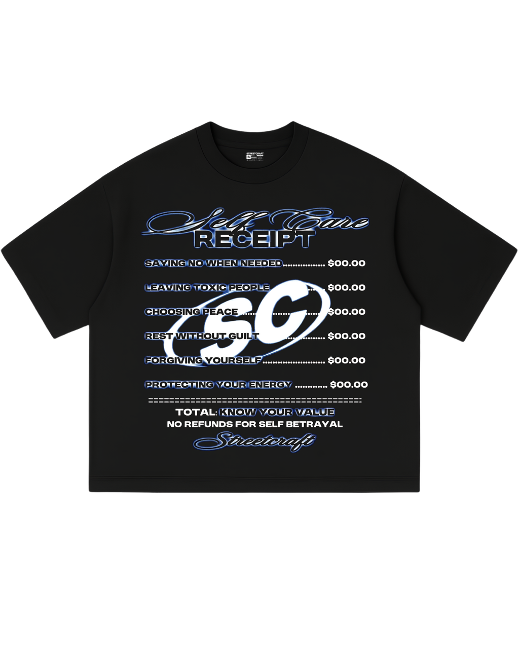 STREETCRAFT SELF CARE RECEIPT BOXY TEE